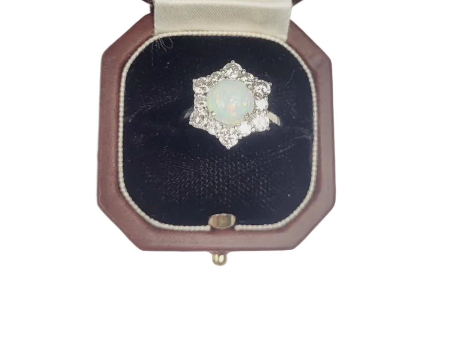 Opal and diamond cluster ring sku 9151