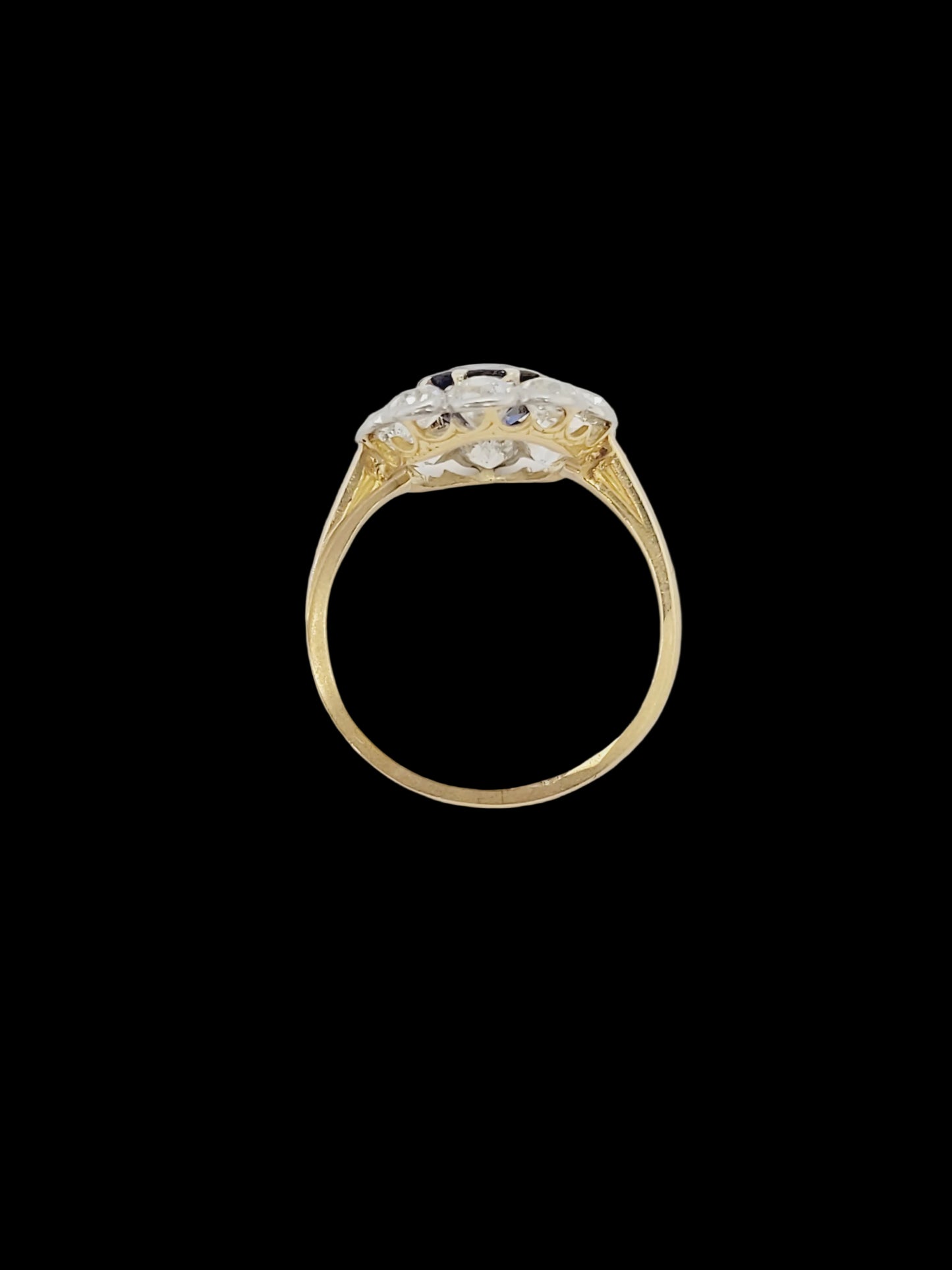 Antique sapphire and diamond cluster engagement ring sku 8741