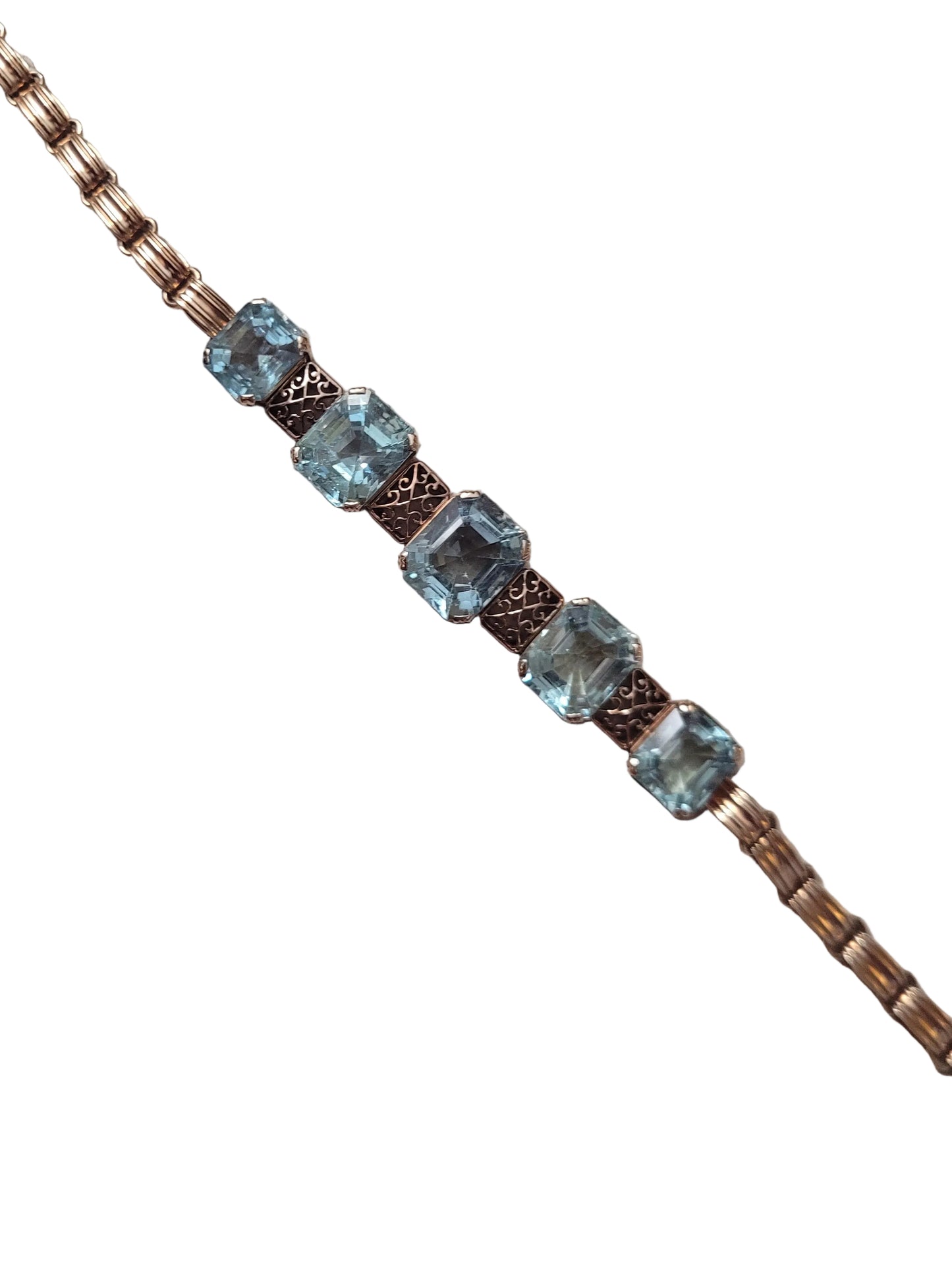 1940's aquamarine and rose gold bracelet sku 9052