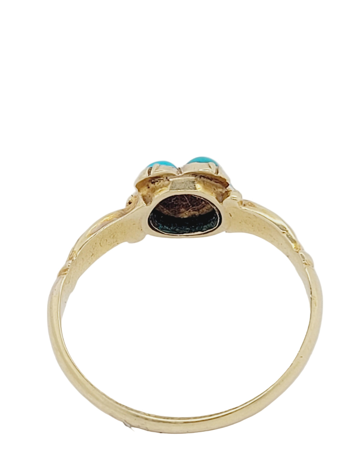 Antique turquoise and diamond  forget me not ring sku 9167