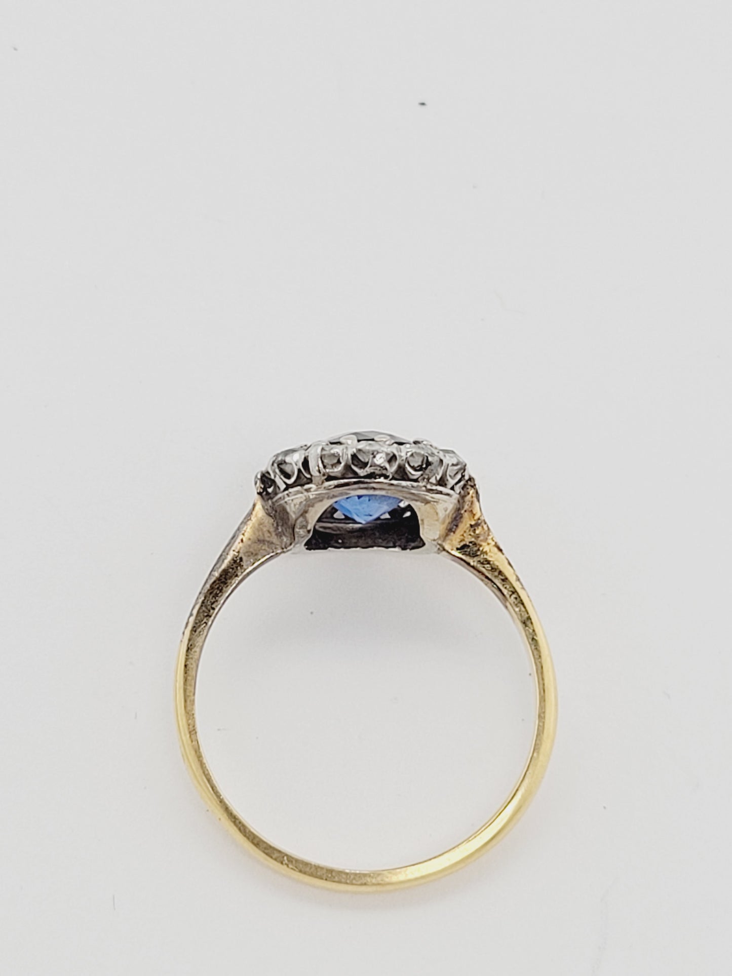 Antique sapphire and diamond cluster engagement ring sku 9059