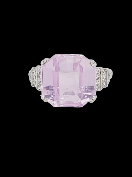 Pastel pink Kunzite and diamond dress ring sku 8772