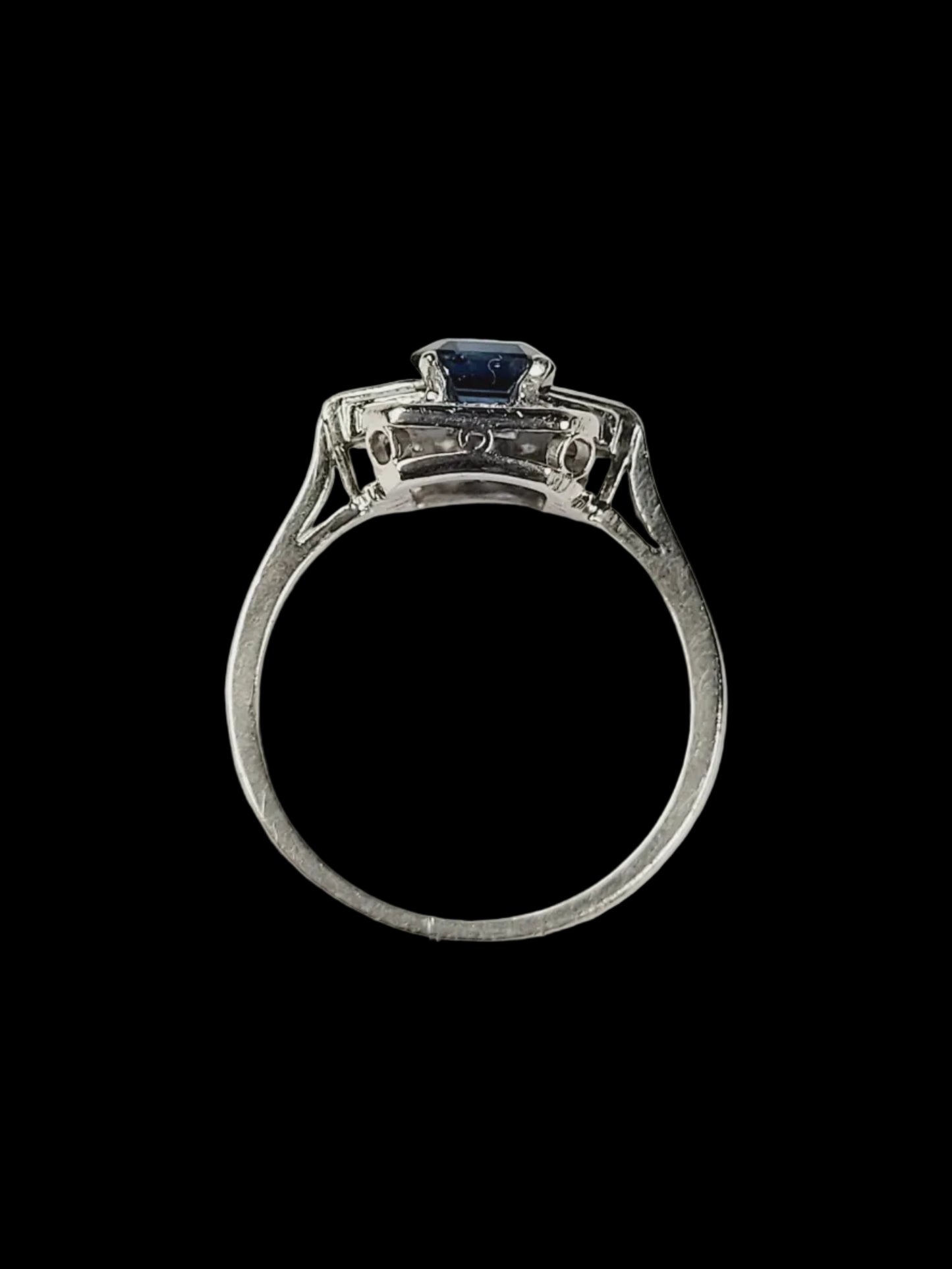 Art deco sapphire and diamond engagement ring sku 8910