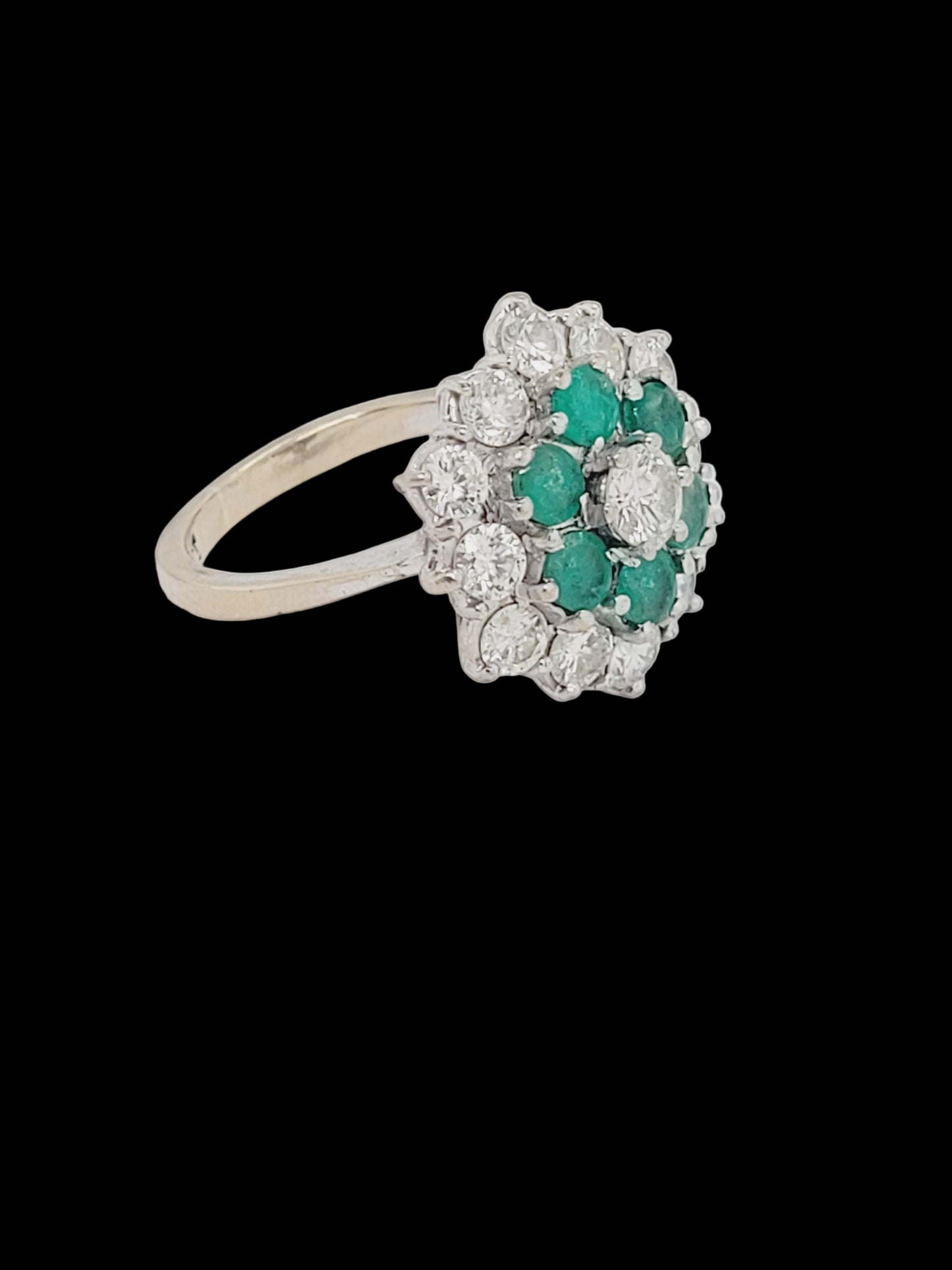 Emerald and diamond cluster ring sku 8698