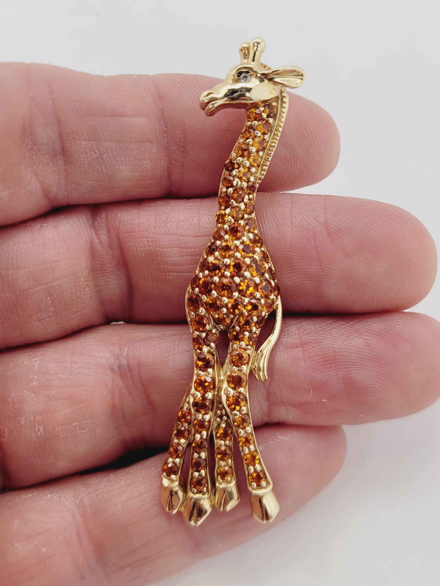 Vintage Madeira Citrine Giraffe brooch sku 9010