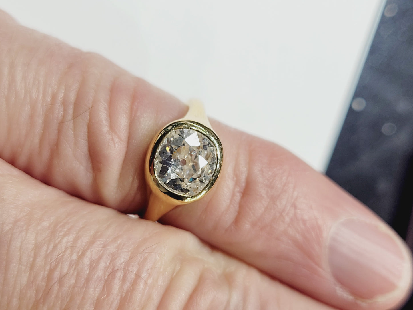 1.50ct old mine cut gypsy ring sku 8955