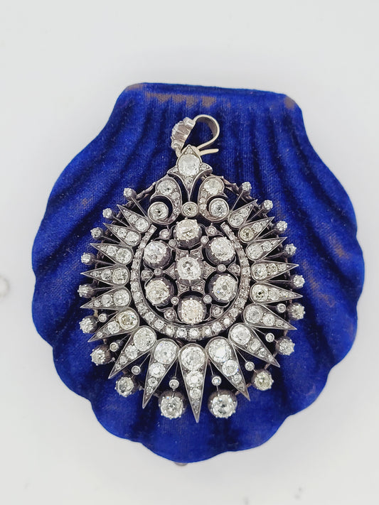 Antique old mine cut pendant necklace sku 9170