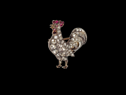 Antique diamond and ruby cockeral brooch
SKU: 8211