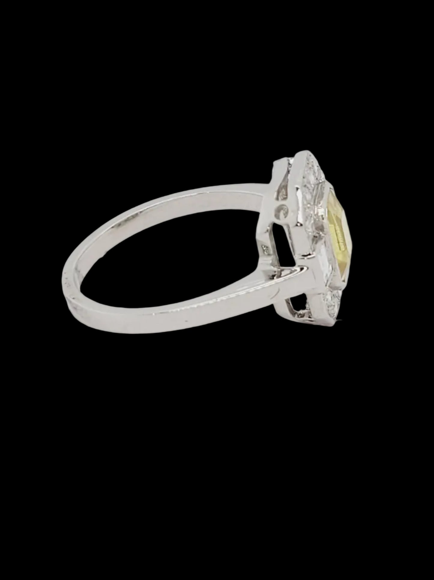 Intense yellow sapphire and diamond cluster ring sku 8762