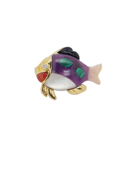Vintage gold fish brooch sku 9008