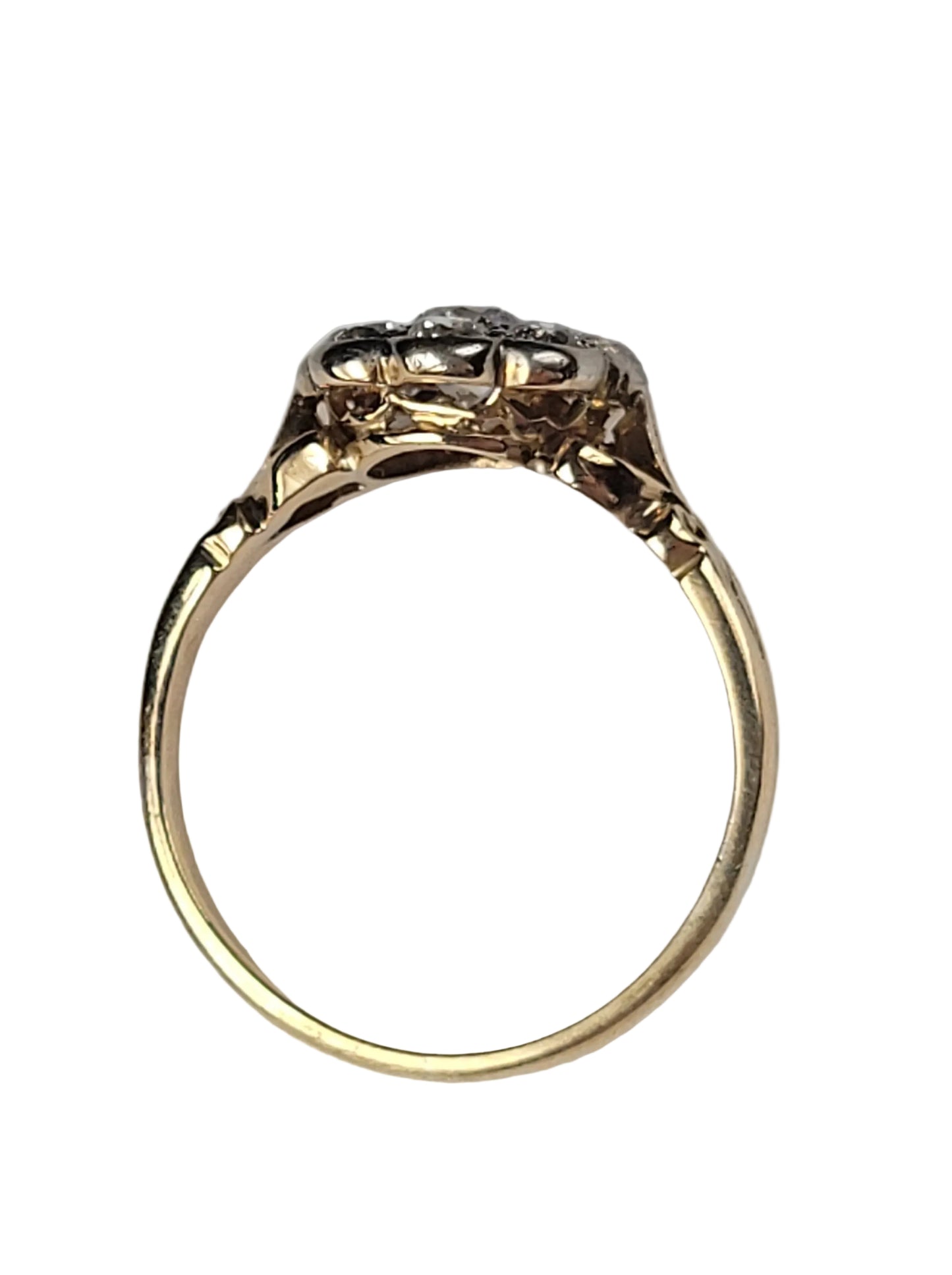 Antique old mine cut diamond cluster engagement ring sku 9087