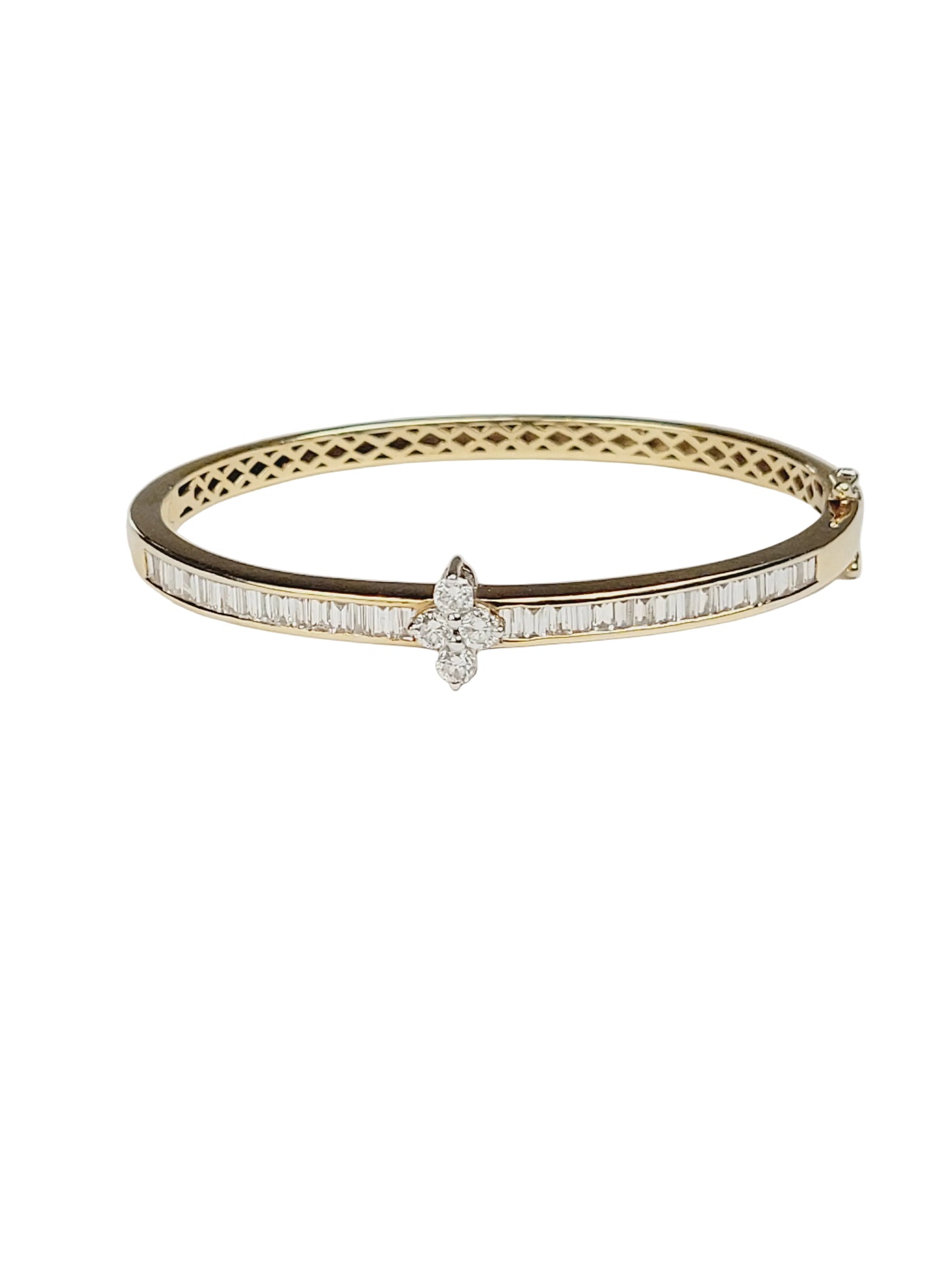 Vintage baguette diamond 18ct gold bangle sku 8982