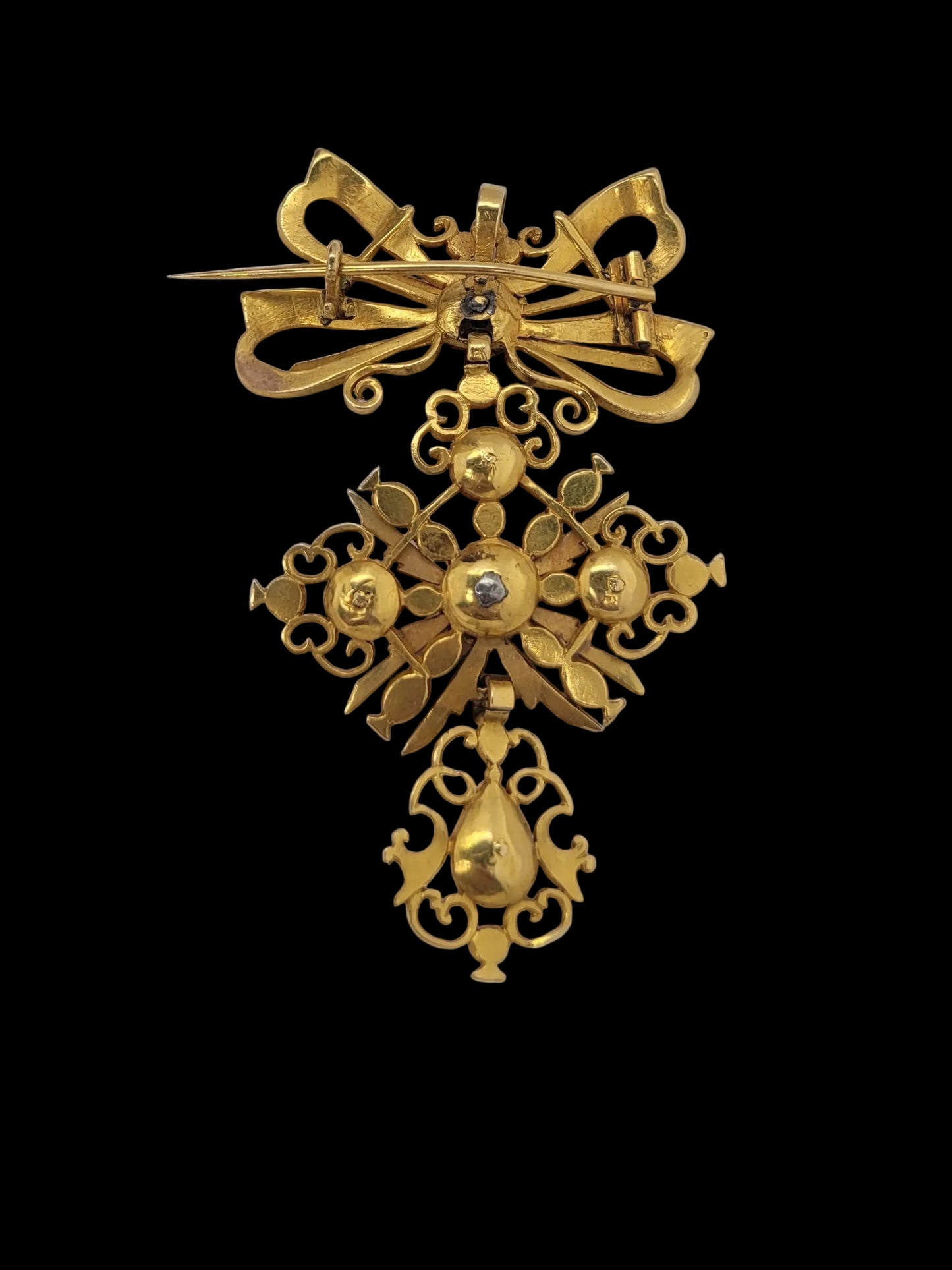 Rare Antique Iberian rose diamond gold pendant sku 8678