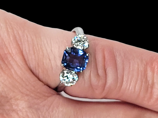 Cornflower Ceylon sapphire and diamond engagement ring
SKU: 8439
