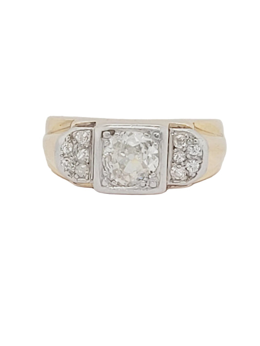 Old mine cut diamond tank ring sku 9078