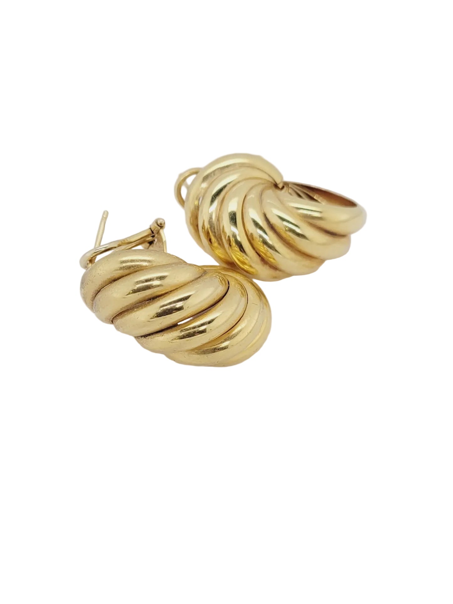 Cool vintage 18ct gold ribbed day earrings sku 9204