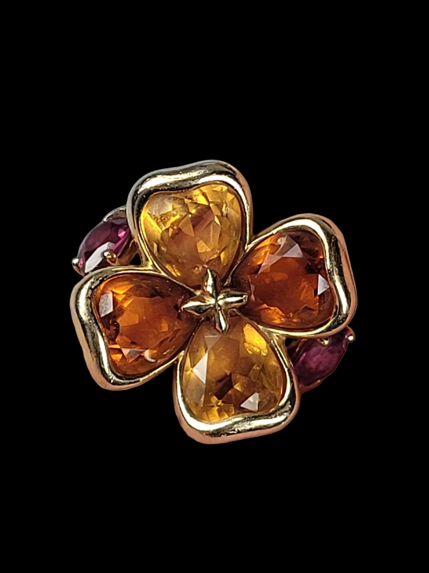 Vintage Channel amethyst and citrine ring Sku 8727