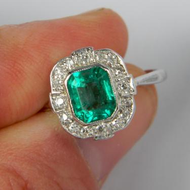 Emerald and Diamond Art Deco Ring | DB Gems