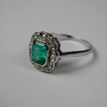 Emerald and Diamond Art Deco Ring | DB Gems