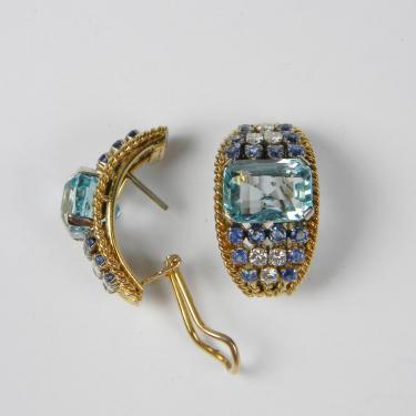 Aquamarine, Sapphire & Diamond Earrings | DB Gems