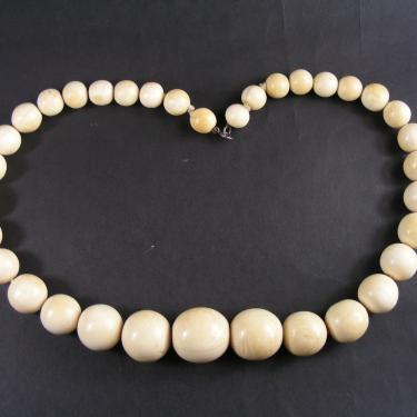 Large antique ivory bead necklace | DB Gems