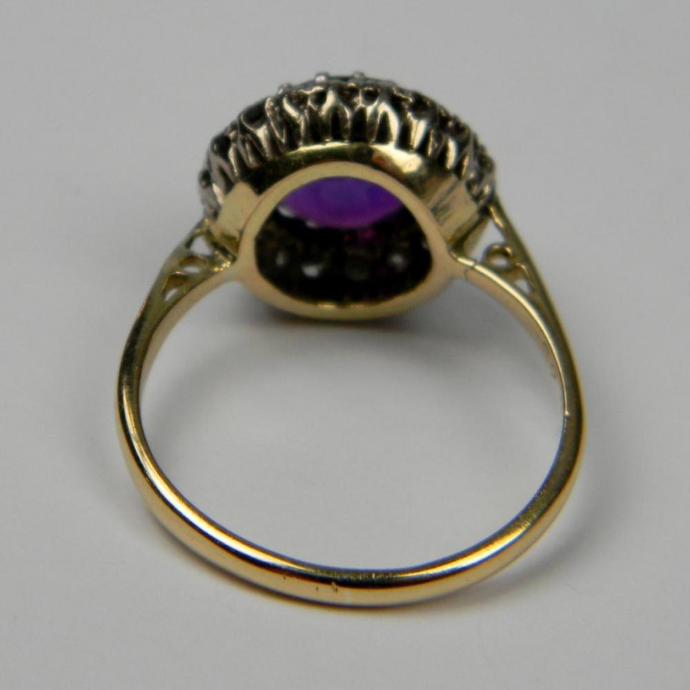 Russian Amethyst and Diamond cluster Ring DB Gems