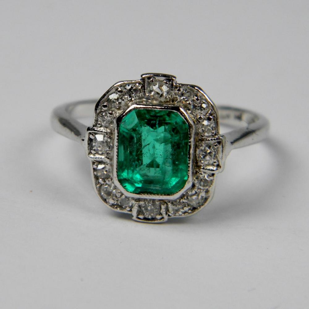 Emerald and Diamond Art Deco Ring | DB Gems