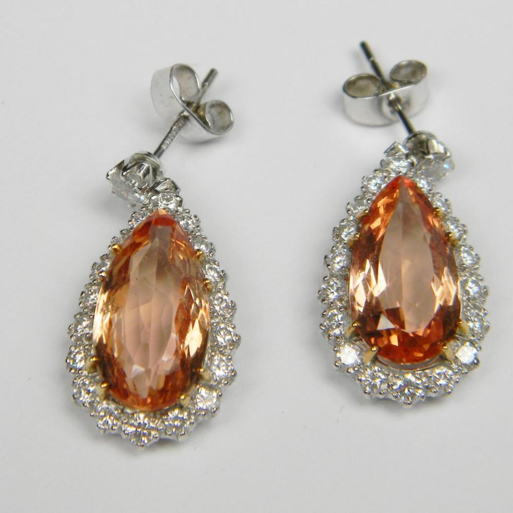Imperial Topaz and Diamond Drop Earrings DB Gems