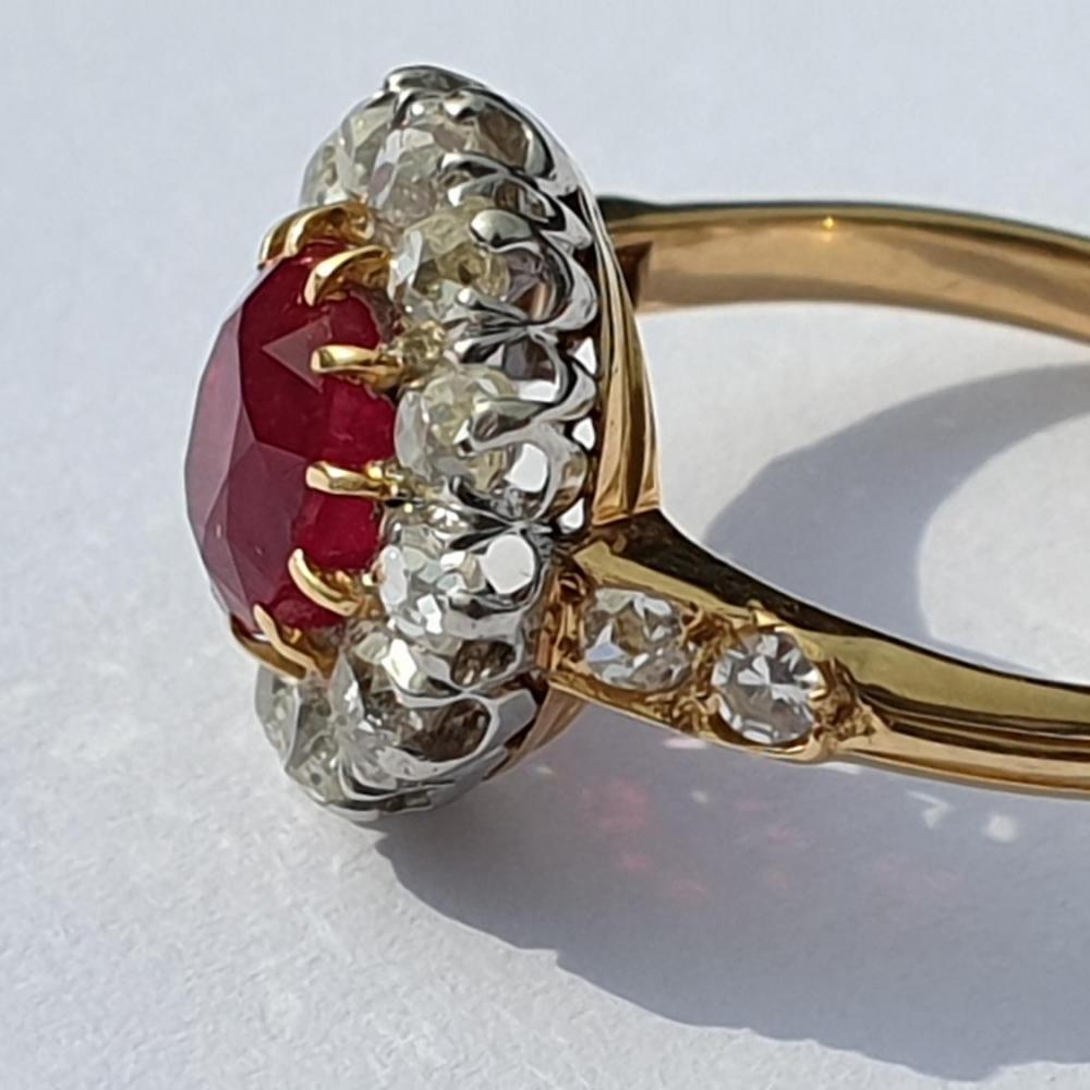 Antique ruby and diamond engagement ring circa 1880 DB Gems