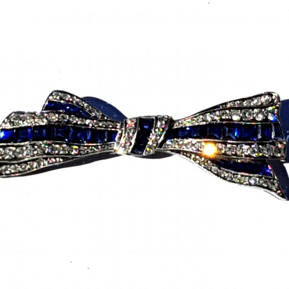 Art Deco Sapphire and Diamond Bow Brooch | DB Gems