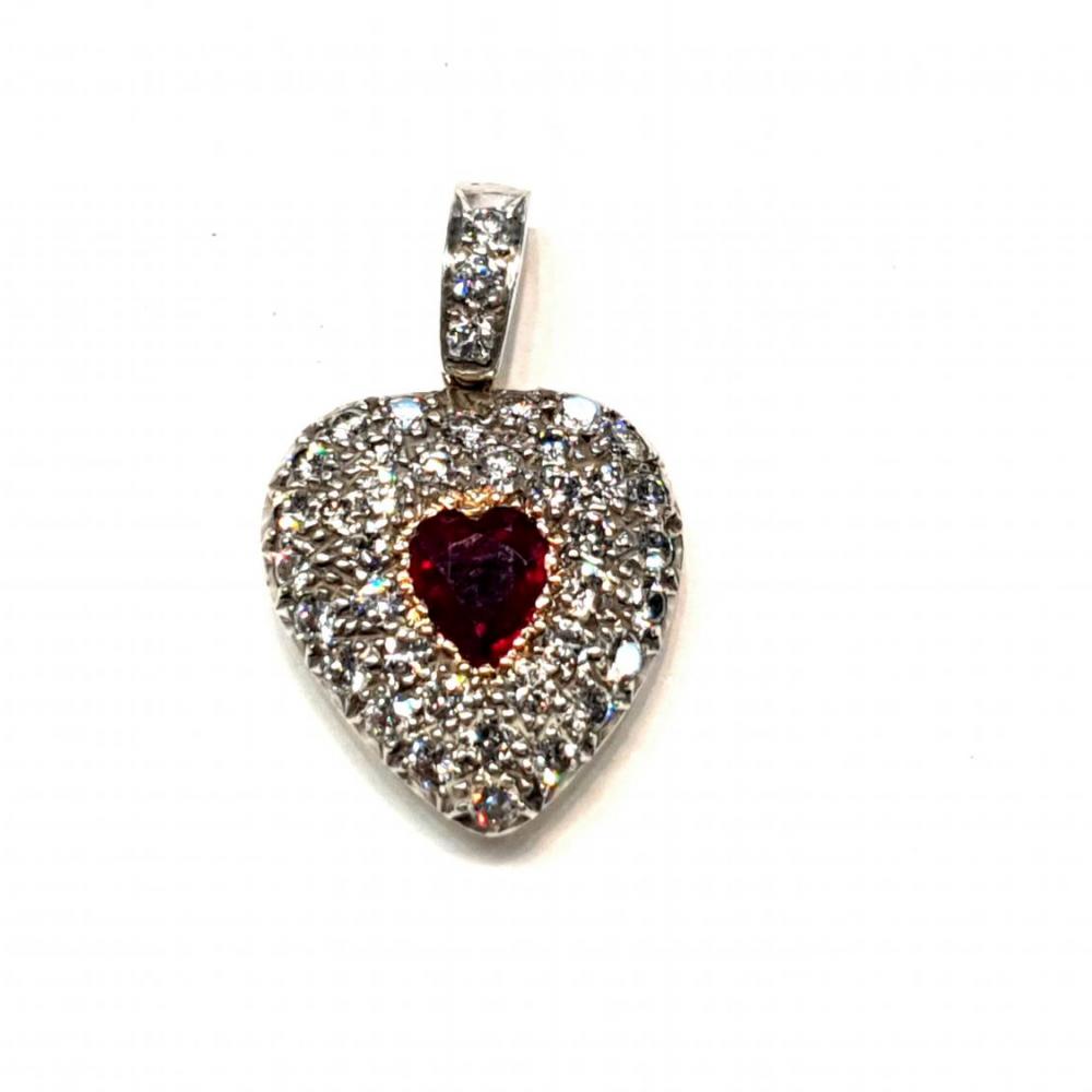 Antique heart shaped ruby and diamond locket pendant | DB Gems
