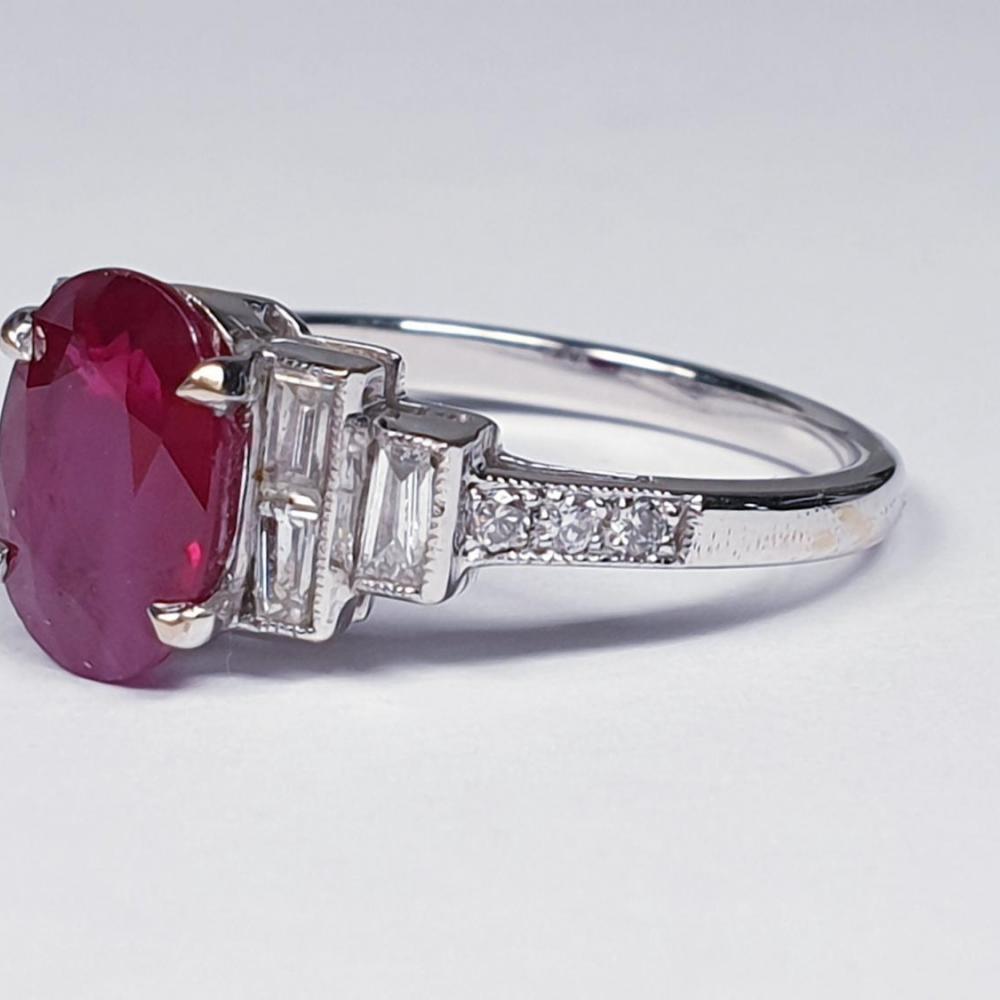 Ruby and Baguette Diamond Ring | DB Gems
