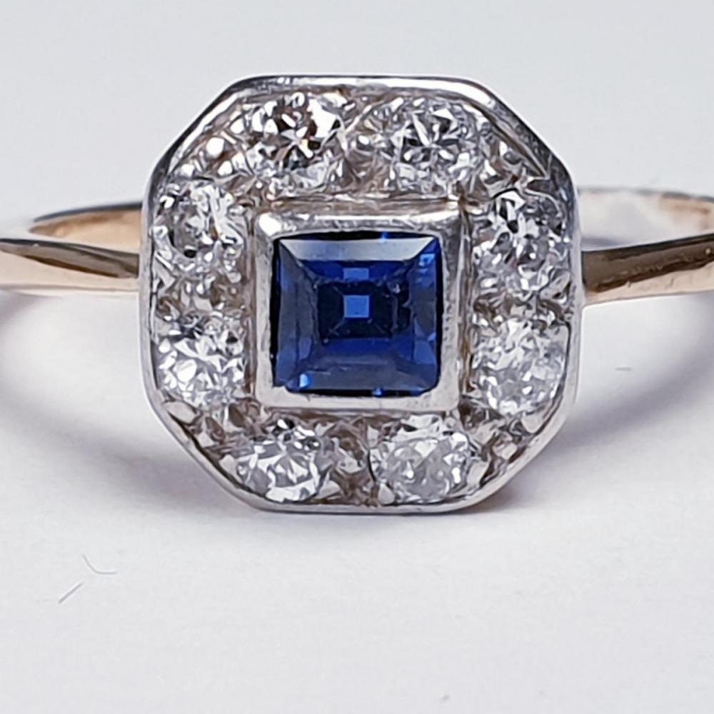 Antique sapphire and diamond engagement ring | DB Gems