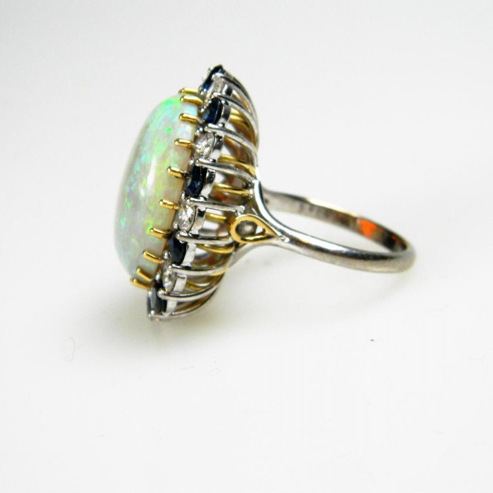 Large Opal Sapphire and Diamond Ring | DB Gems