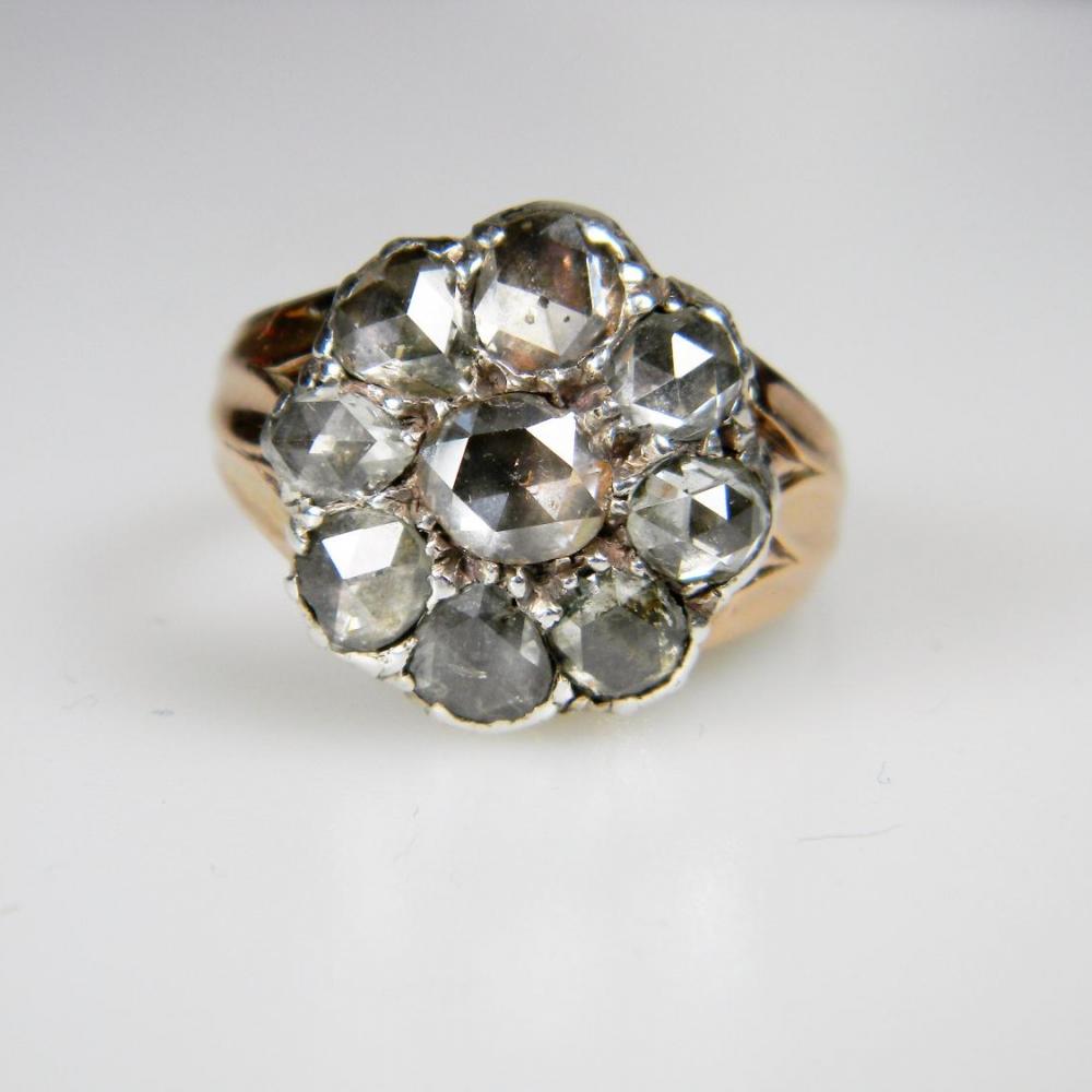 Georgian Rose Cut Diamond Button Cluster Ring | DB Gems