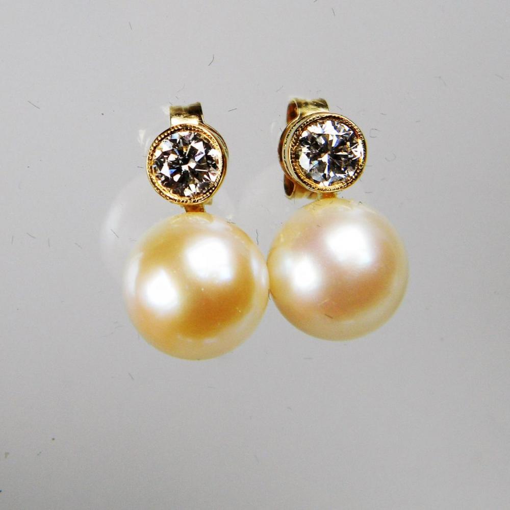 Pearl and Diamond Stud Earrings | DB Gems