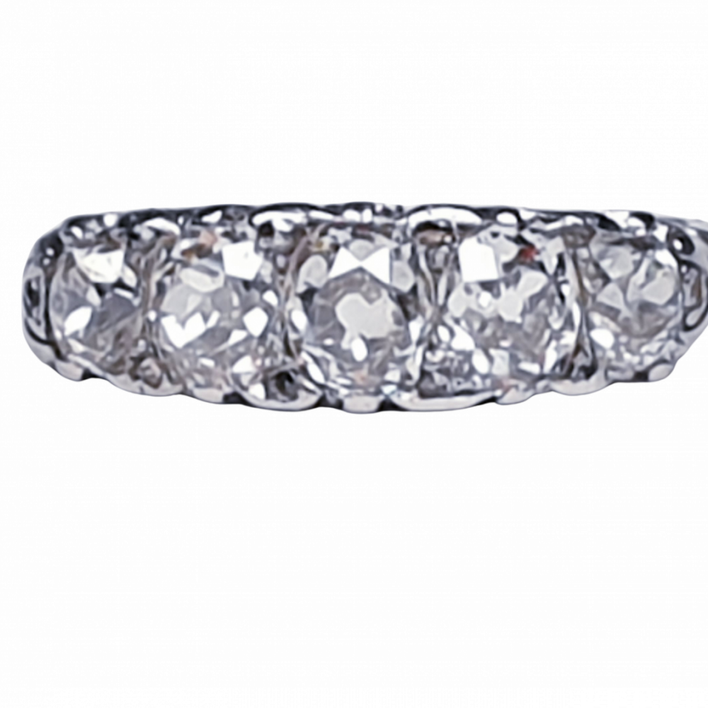 Platinum carved half hoop engagement ring | DB Gems