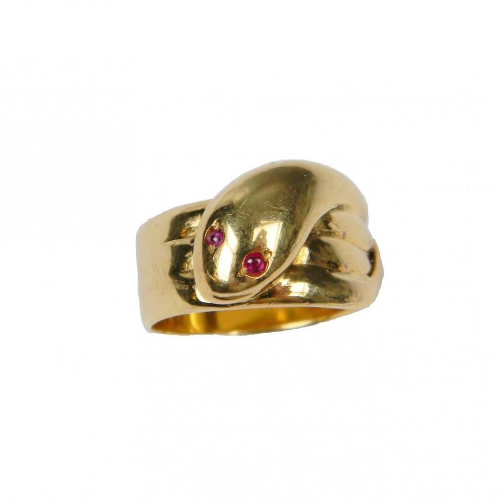 Gold snake ring with hotsell ruby eyes