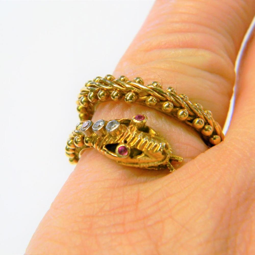 Unusual Gold Snake Ring | DB Gems
