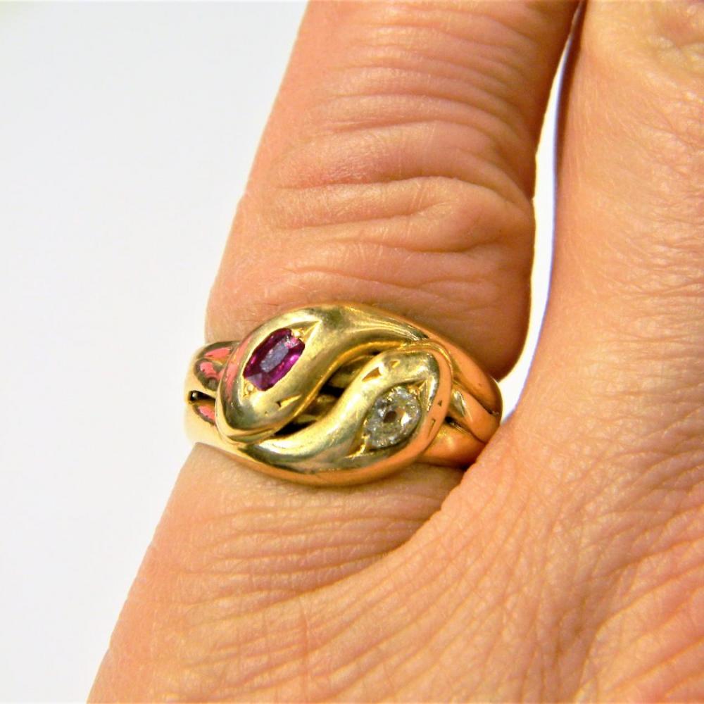 Victorian Ruby and Diamond Snake Ring | DB Gems