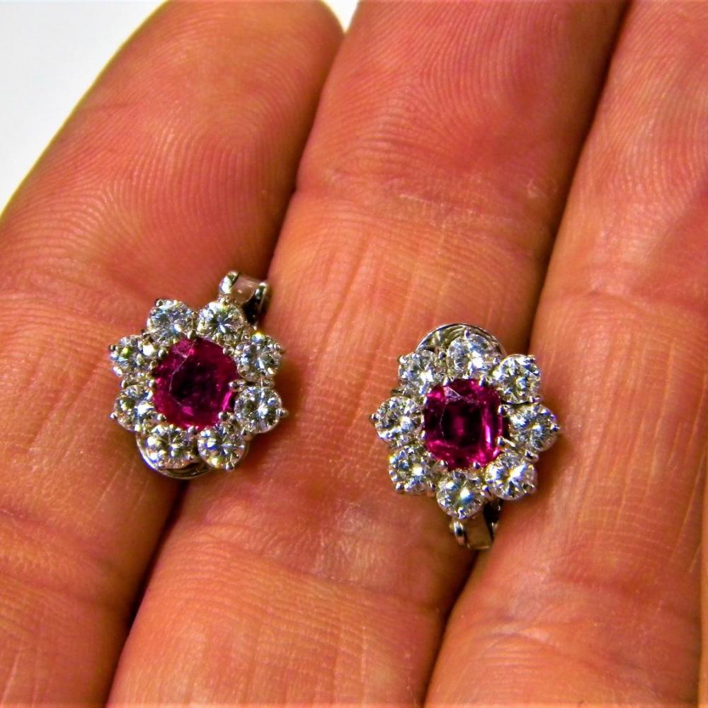Burmese Ruby and Diamond Earrings | DB Gems