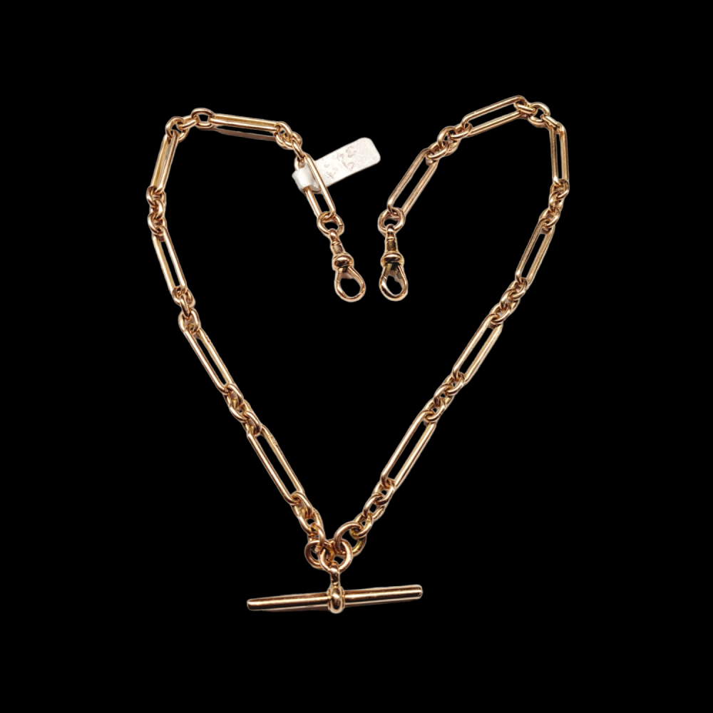 Trombone 9ct gold Albert chain DB Gems