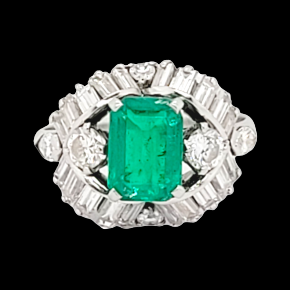 Vintage Boucheron emerald and diamond ring DB Gems